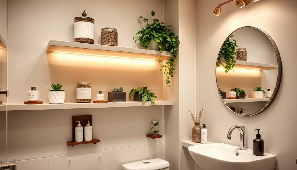 Space-saving bathroom ideas with floating shelves