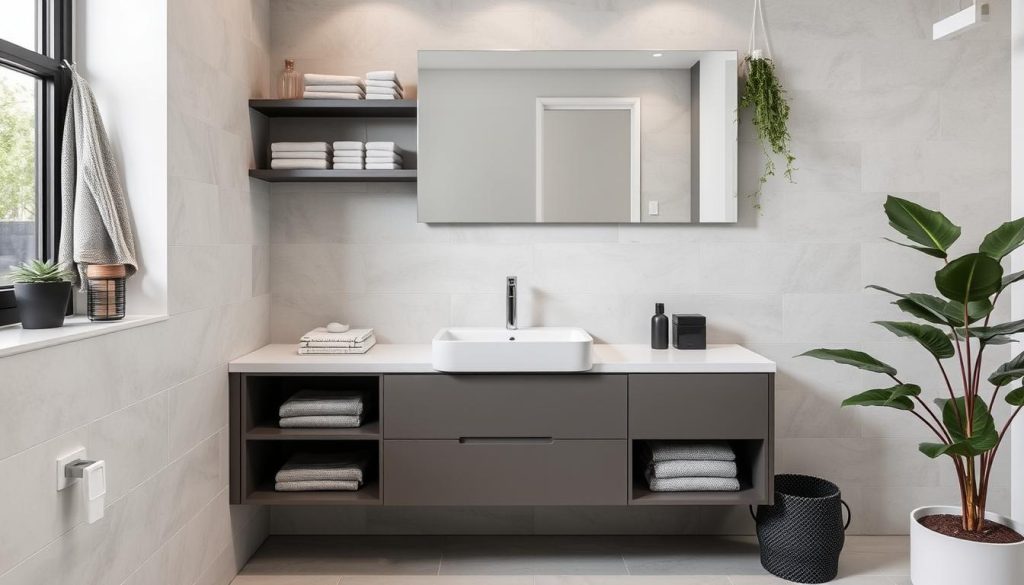 Space-saving bathroom vanities