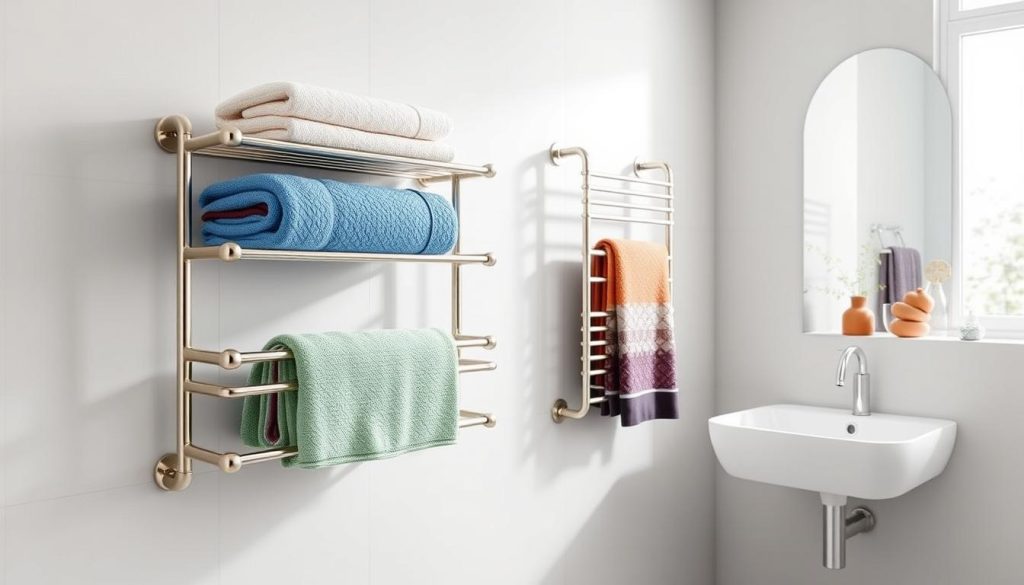 Space-saving towel racks