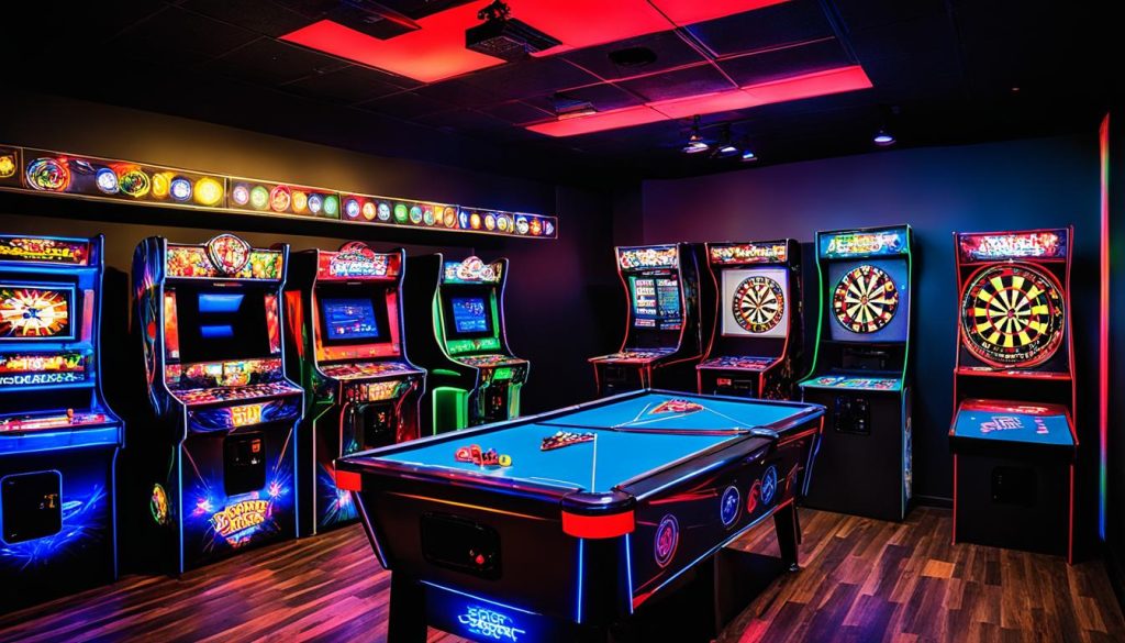 Task lighting in an arcade game room