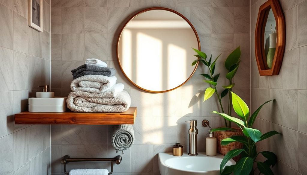 Towel arrangements in small bathrooms