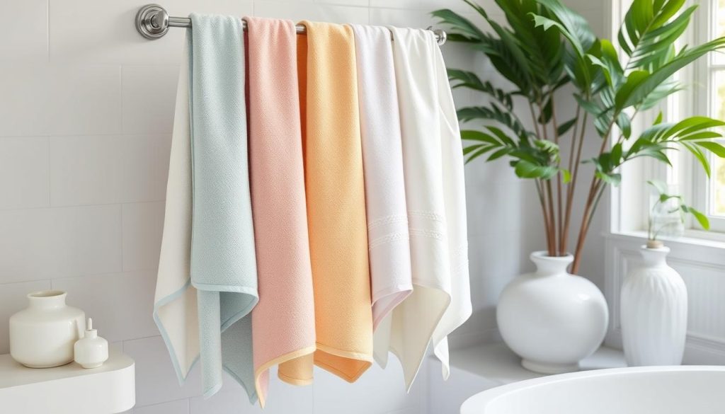 Towel colors complementing bathroom decor