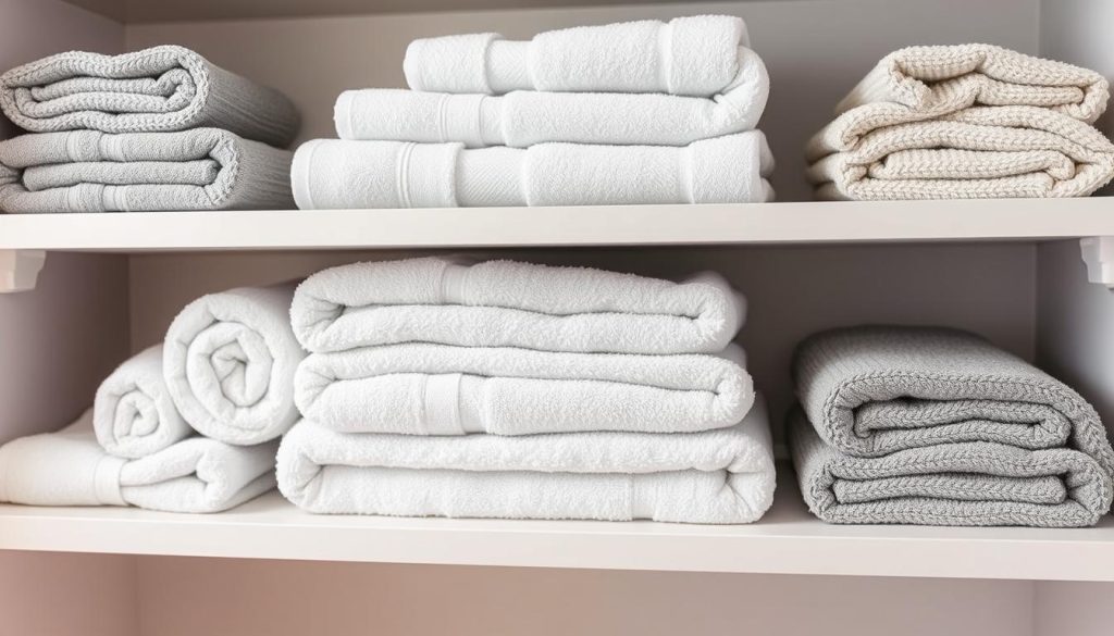 Towel folding techniques for bathroom organization