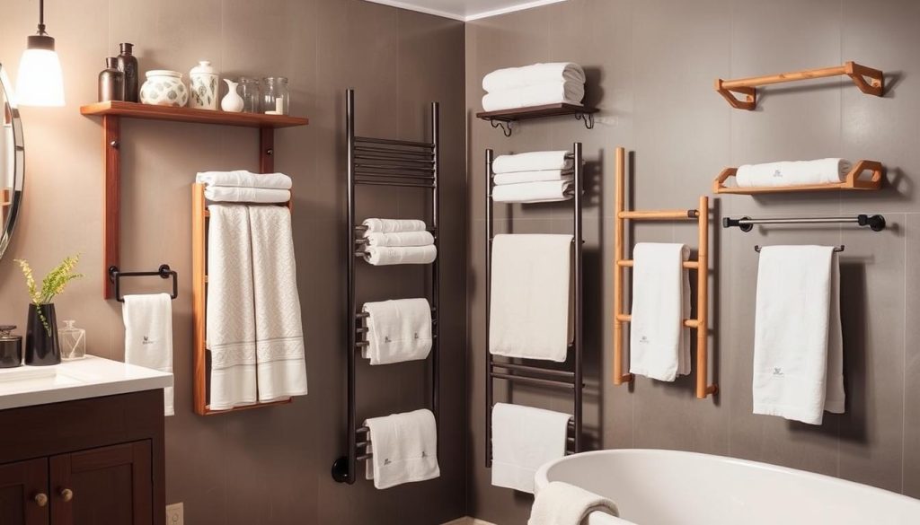 Towel racks for bathroom organization