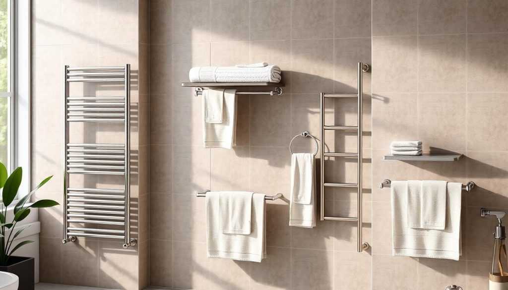 Towel racks for bathroom organization