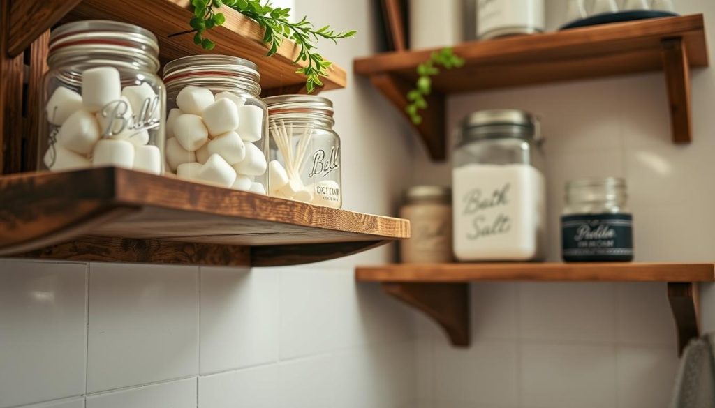 Upcycled mason jars for bathroom decor