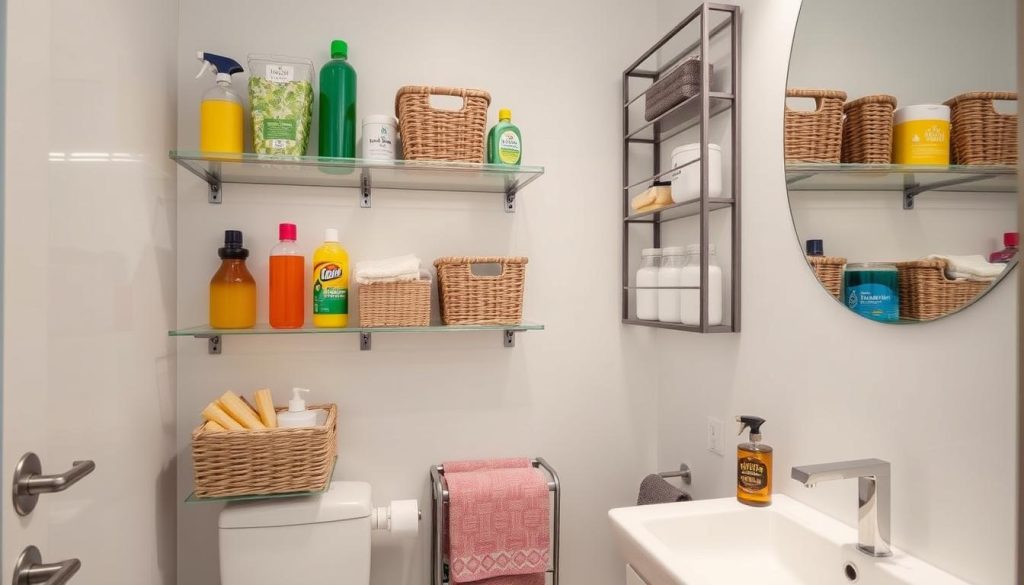 Vertical bathroom storage solutions