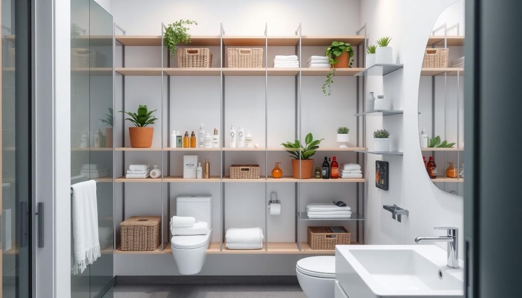 Vertical storage solutions for bathrooms