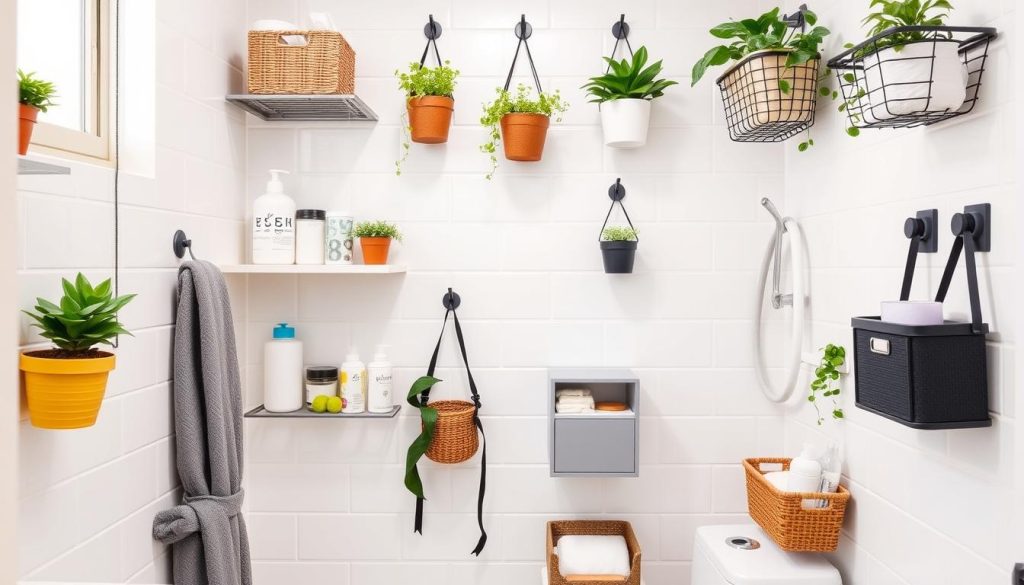 Vertical storage solutions for small bathrooms