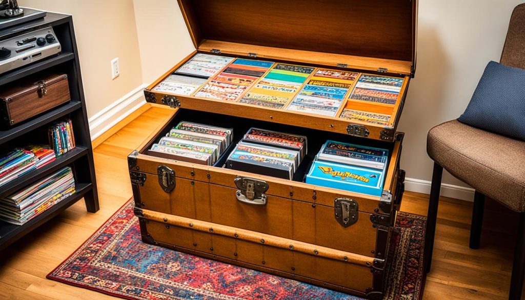 Vintage trunk for game room storage