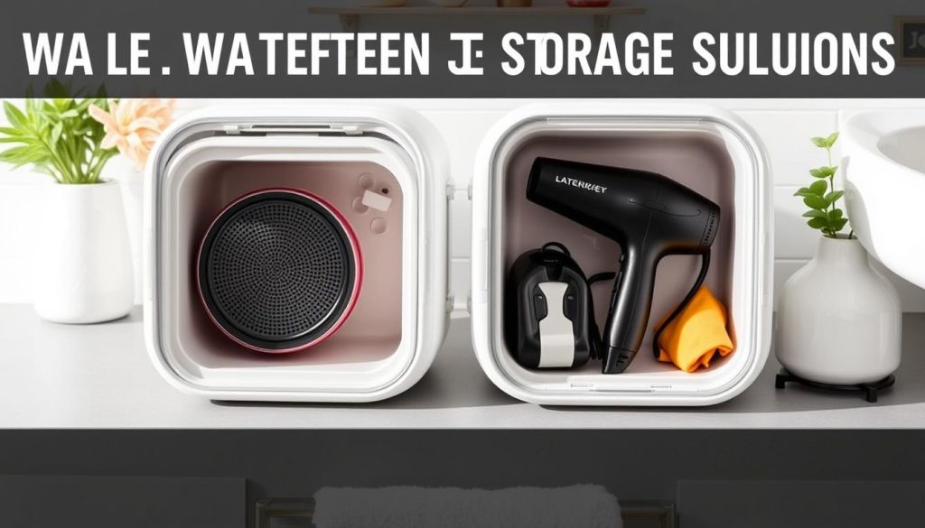 Waterproof storage for bathroom electronics