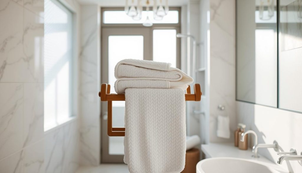 White towels in a bathroom