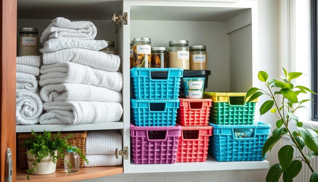 bathroom cabinet organization