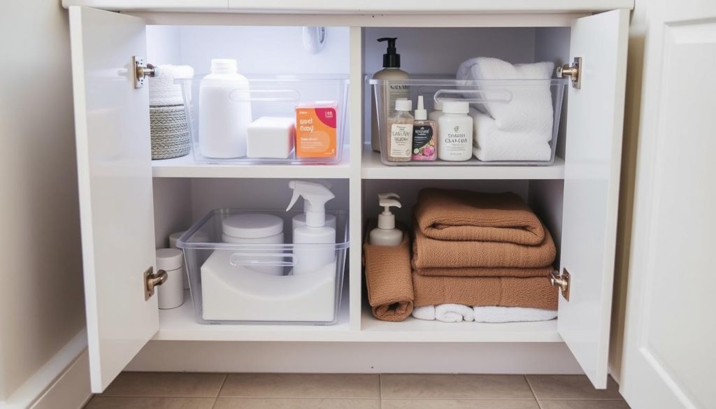 bathroom cabinet organization