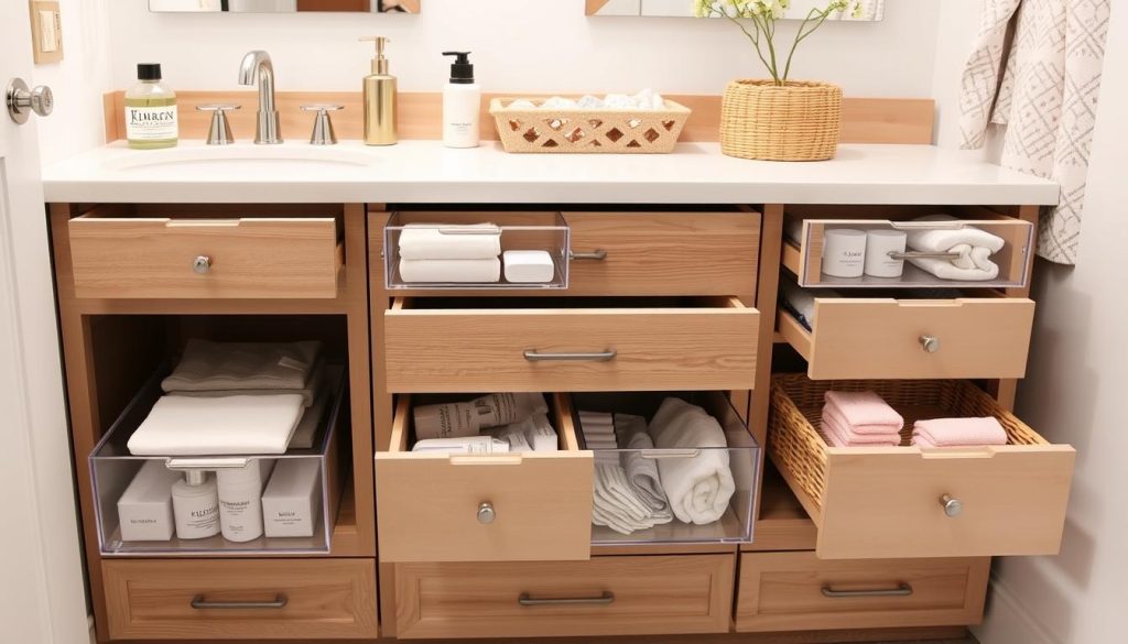 bathroom vanity organization techniques