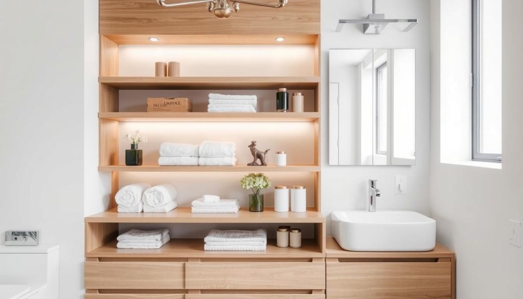 bathroom vanity shelving ideas