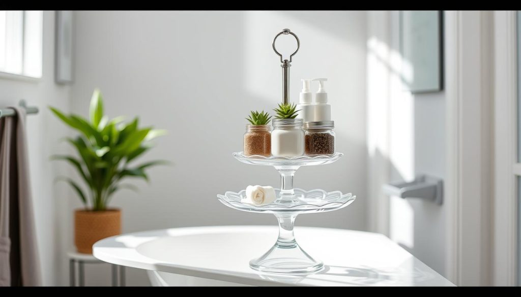 creative bathroom storage cake stand organizer