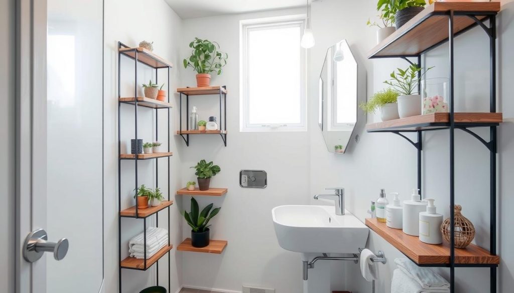 creative small bathroom shelving