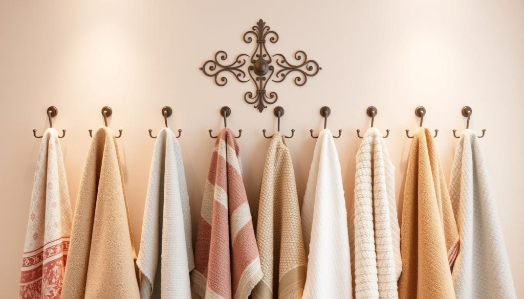 decorative towels on hooks