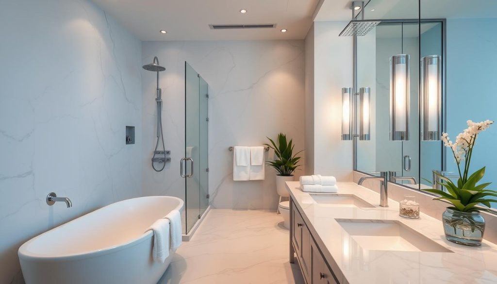 luxury bathroom decor with upgraded fixtures