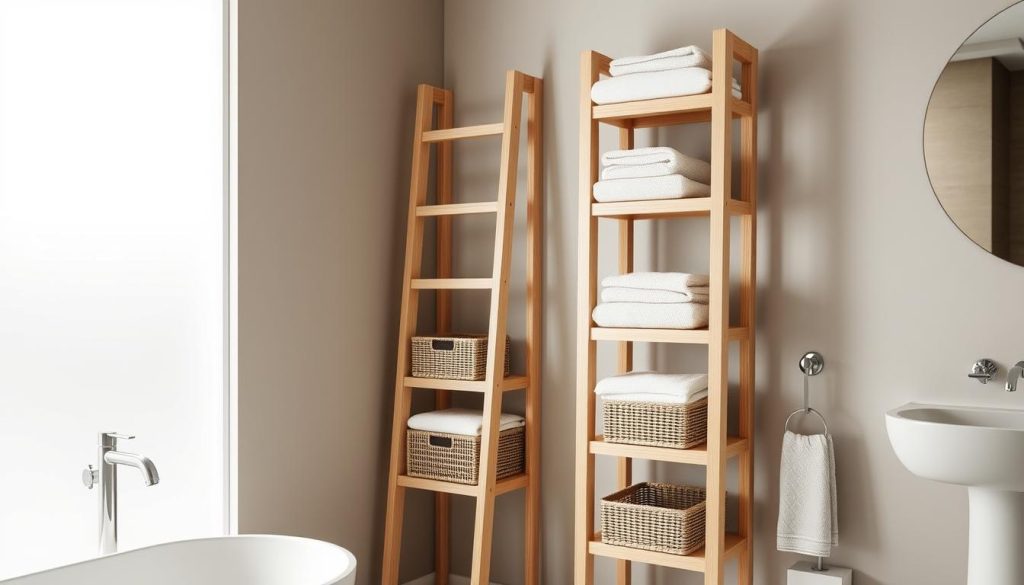 modern bathroom storage ladder