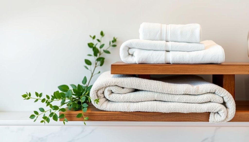 spa-inspired bathroom towel display