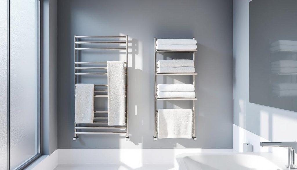 space-saving towel racks