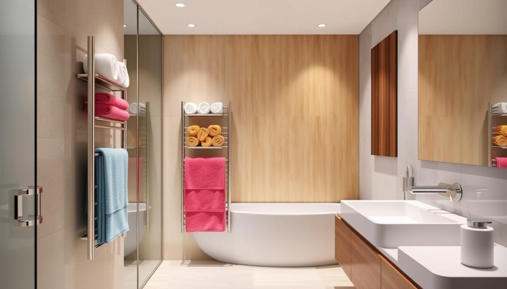 space-saving towel racks