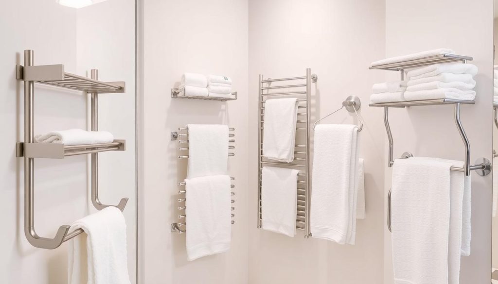 space-saving towel racks