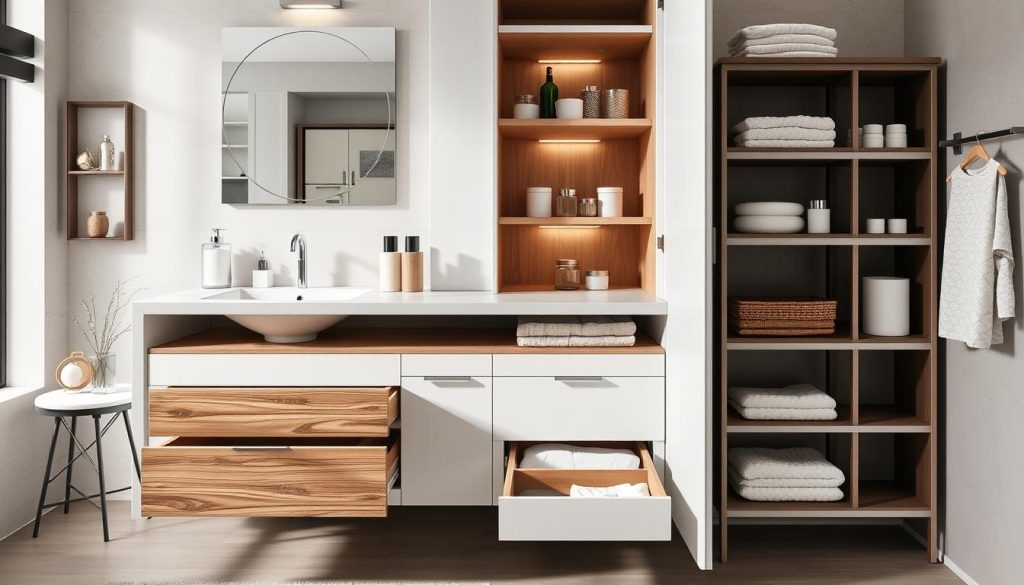 space-saving vanity storage