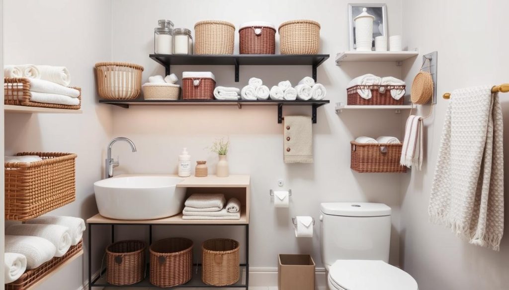 storage baskets for bathroom towels