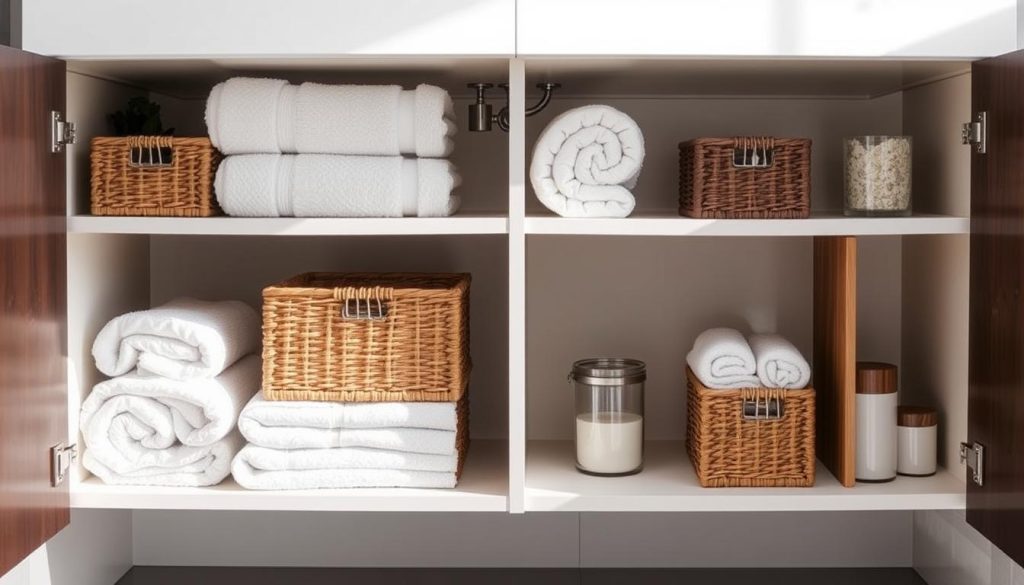 towel storage ideas under sink