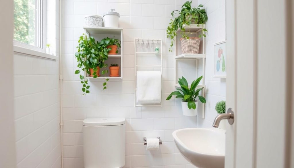 vertical storage solutions for small bathrooms