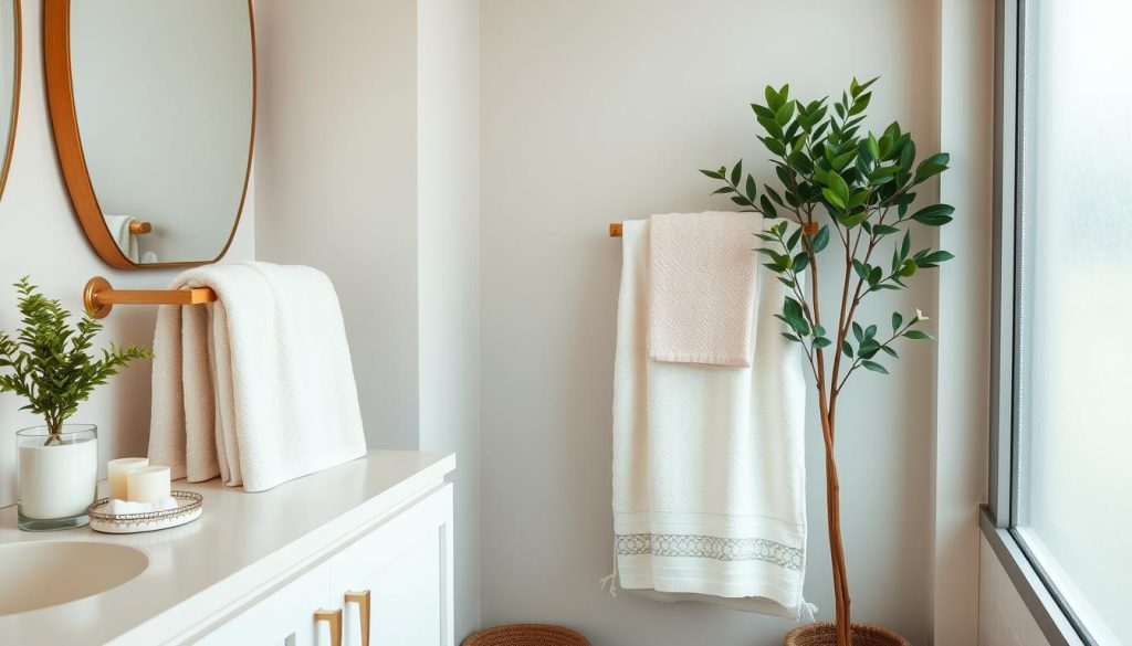 Bathroom decor with coordinated towels