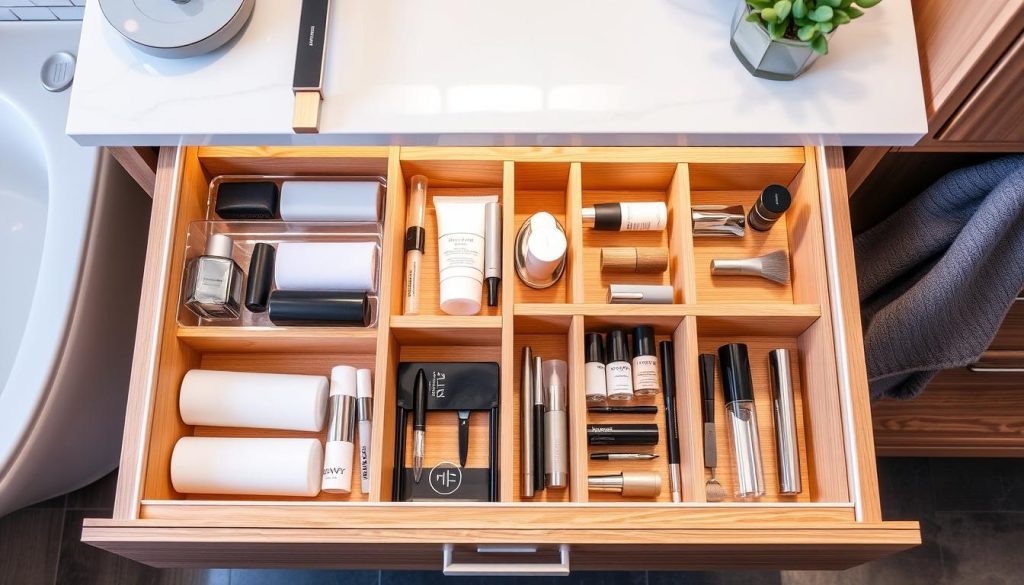 Bathroom drawer organizers