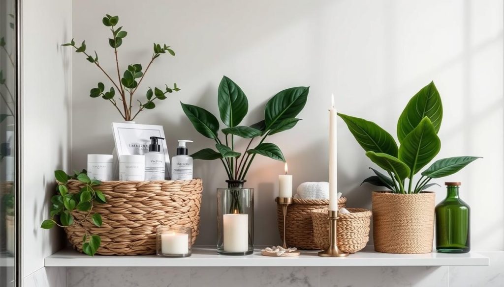 Bathroom shelf arrangements