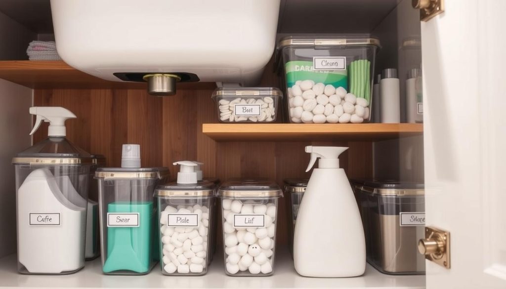 Clear containers for under-sink organization