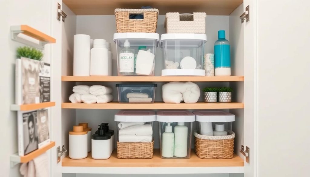 DIY bathroom cabinet organizers