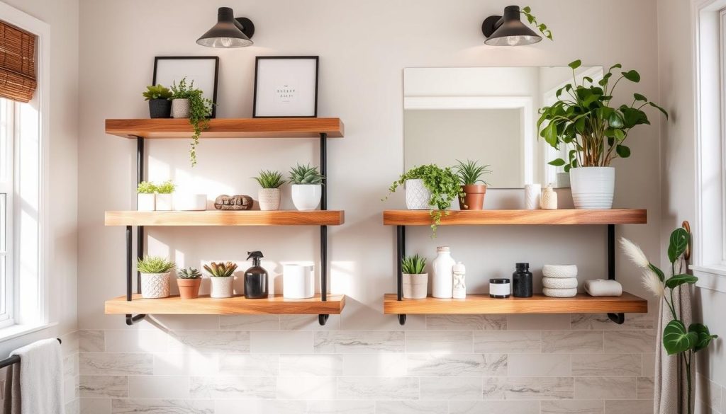 DIY bathroom decor shelves