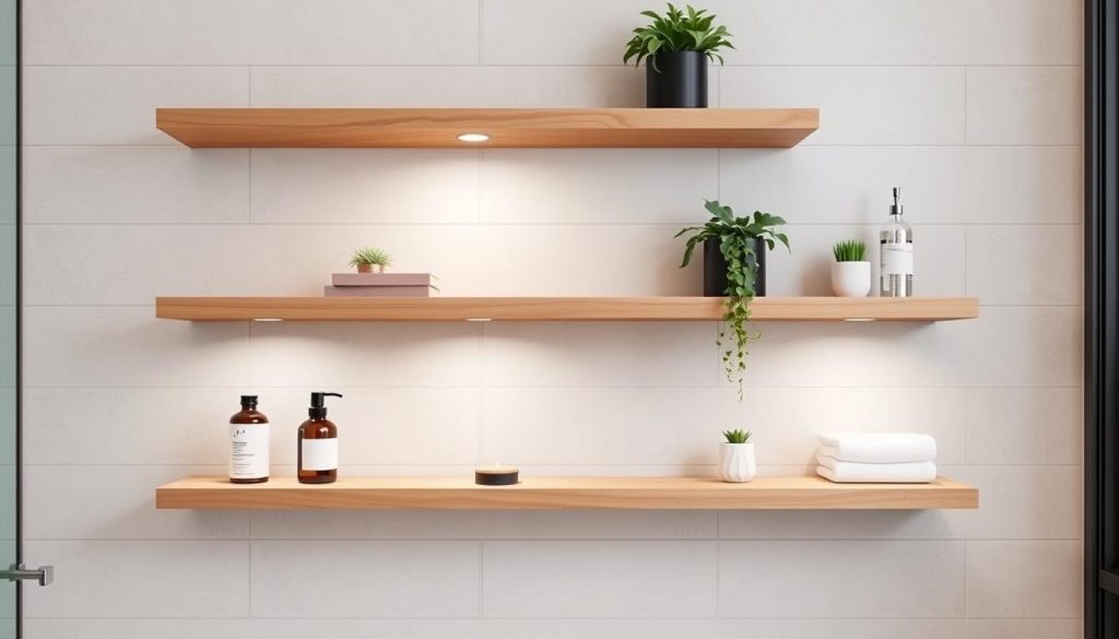 DIY bathroom shelving floating shelves