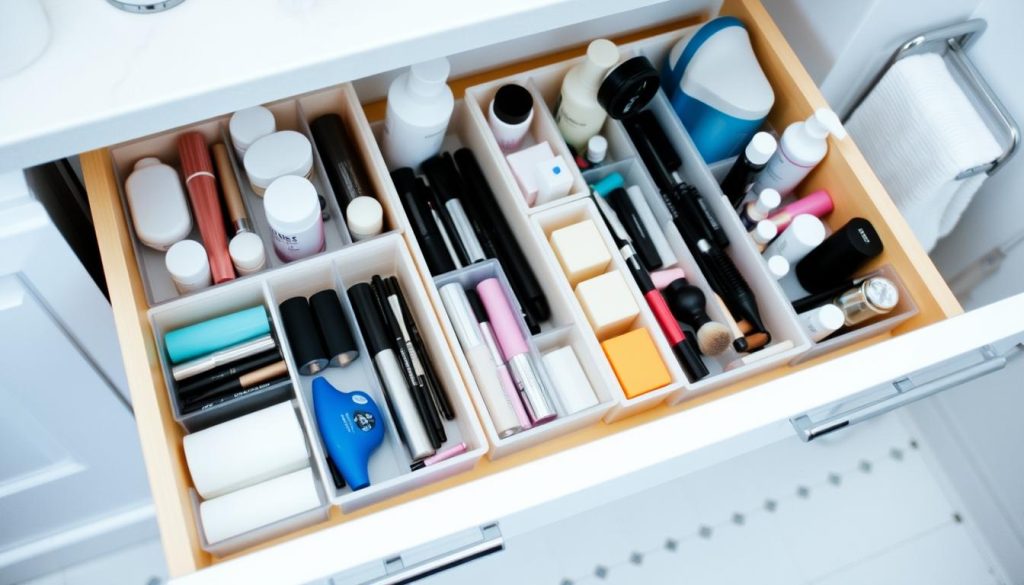 Drawer organizers for bathroom cabinets