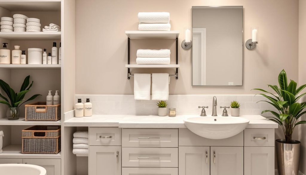 Functional bathroom organization for couples and families