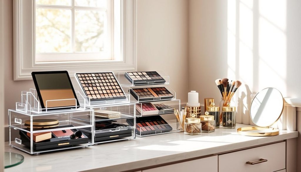 Functional countertop storage for makeup