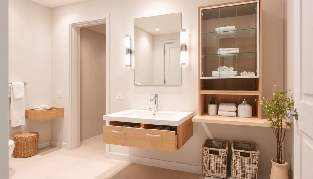 Hidden storage in bathroom design