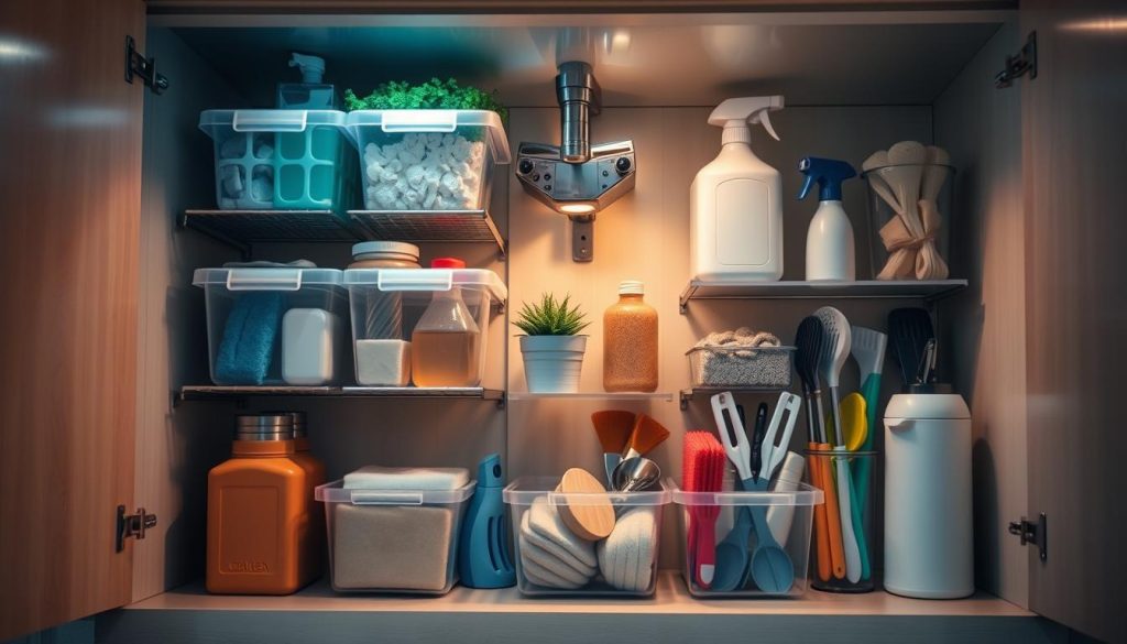 Kitchen organization under-sink space