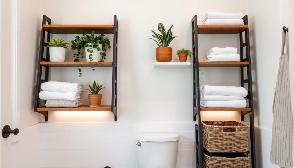 Ladder shelves as space-saving solution