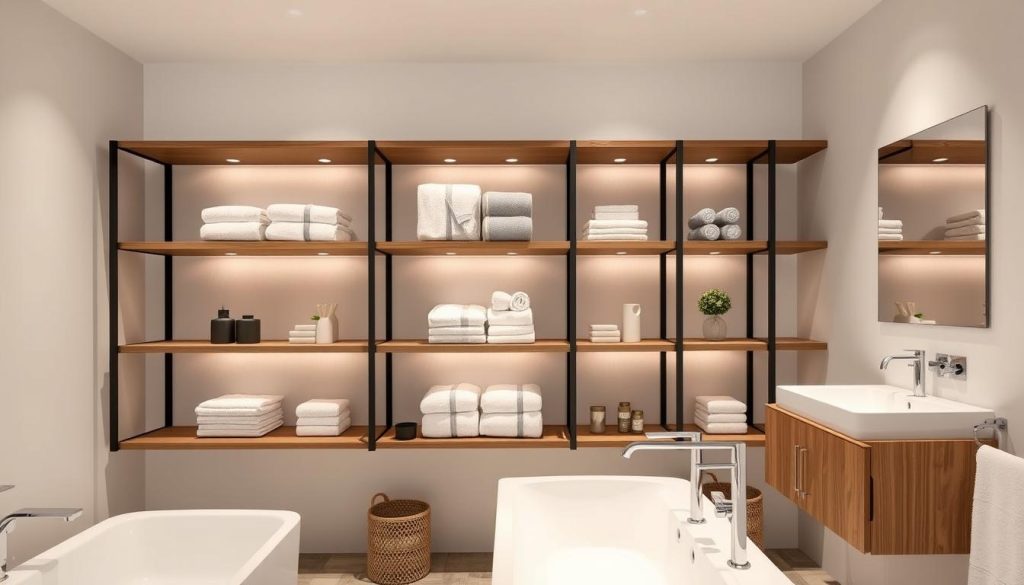 Modern bathroom shelving