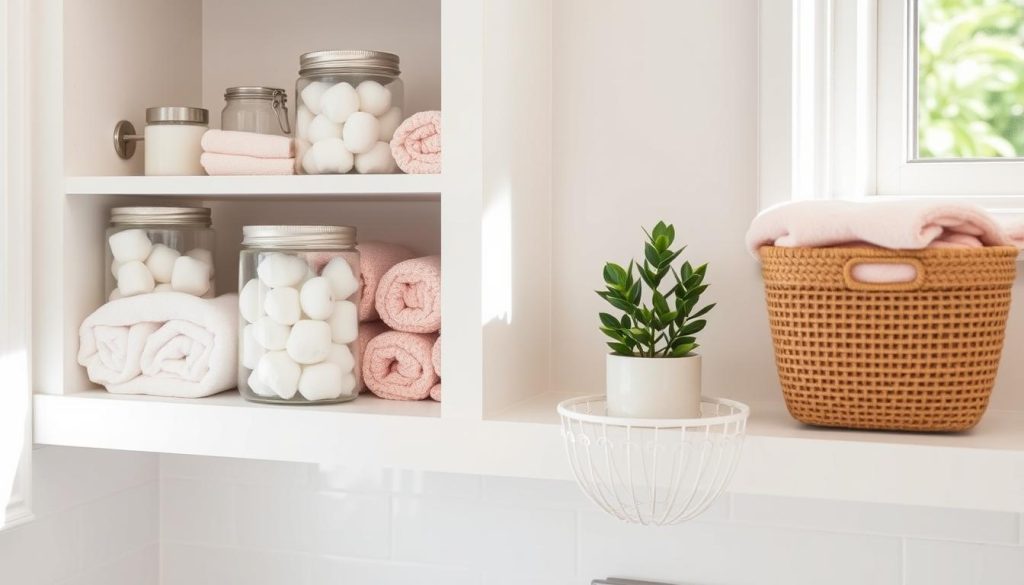 Organized bathroom shelves