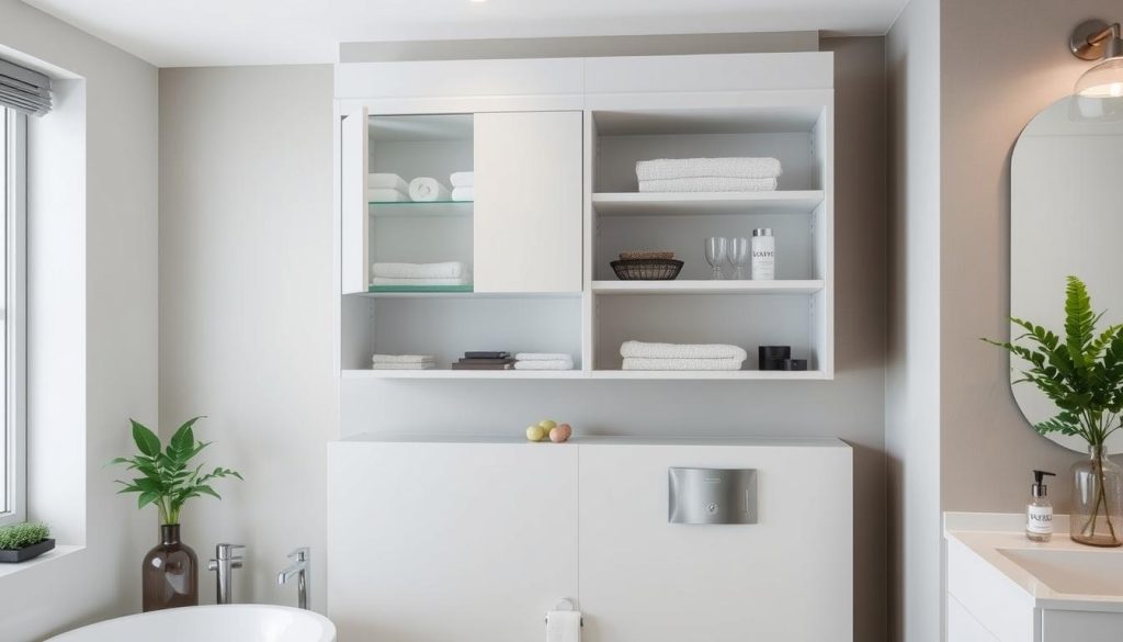 Over-the-toilet cabinet for bathroom storage