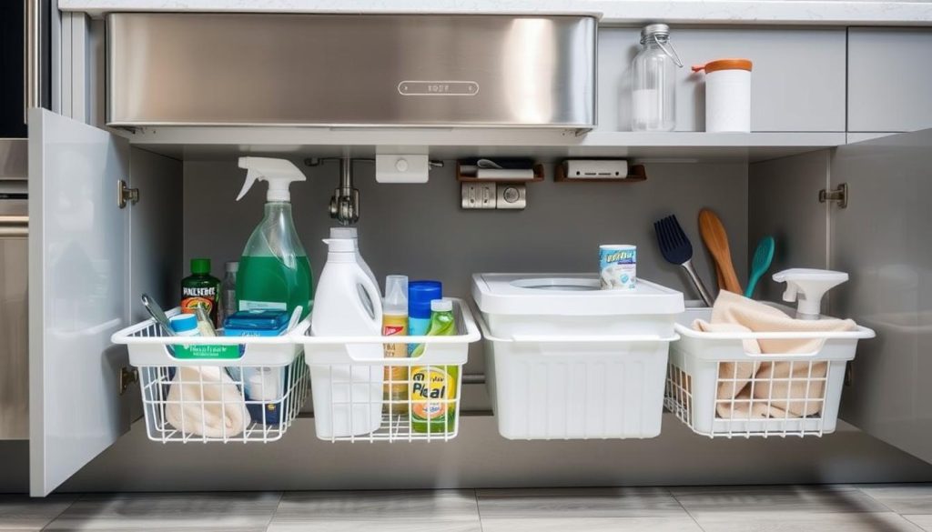 Pull-out under-sink baskets for efficient organization